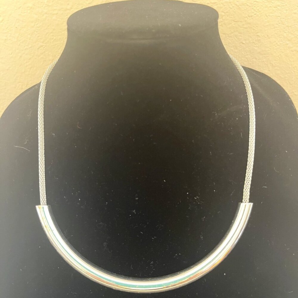Modern Silver Statement Collar Necklace